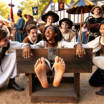DALL·E 2024-01-16 16.19.10 - Renaissance faire scene_ An 18-year-old black girl playfully plac...png
