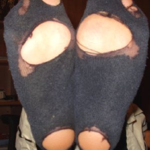 My ticklish feet in holey socks