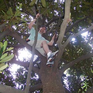 Me - Up in a big magnolia tree - no tickling while tree climbing please...