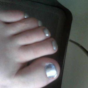 Left foot with silver polish