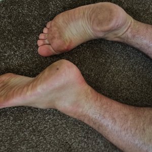 Dirty post bare foot run feet