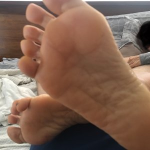 Getting ready to tickle my sexy wife’s feet!!
