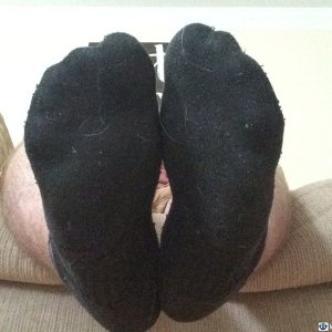 My socked feet.