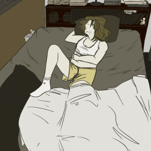 ylenol
Something I drew when I was feeling down. Laying in who I will call The 5cent King's bed.
