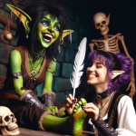DALL·E 2023-10-28 16.58.41 - Photo of a female goblin with green skin, black hair, a beautiful f.png