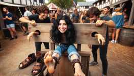 DALL·E 2024-01-18 01.03.31 - A light-hearted scene at a Renaissance faire, featuring a girl wi...png