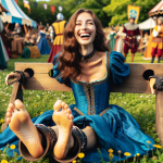 DALL·E 2024-01-23 09.50.18 - A joyful scene at a Renaissance fair, showcasing a woman with lon...png