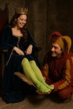 Queen and jester lime green nylons.png