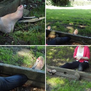 Village green stocks outside a church yard - Strappy sandals
