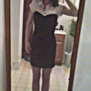 Black and white dress with silver pin-stripes... (^_^)