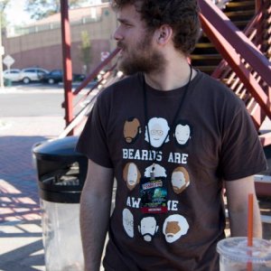 Standing with beards.