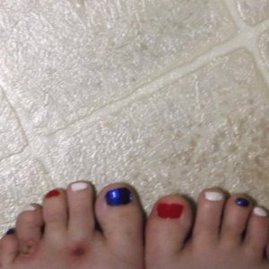 Patriotic toes (ignore the sores on my foot)