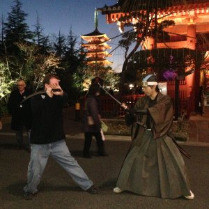 Fighting a samurai in Japan