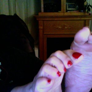 My signature red polish pedi