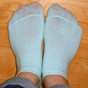 Thin socks - you can see my red polish through them!
