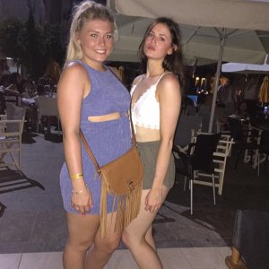 Tied back hair in this one!