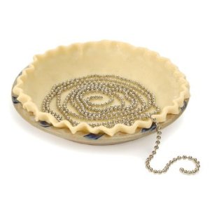 The pie chain! A 10' metal, weighted chain useful in baking single pie crusts, keeping them flat and from bubbling up when baking. However - for me as