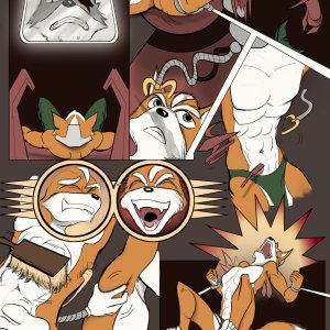 Fox McCloud and Wolf O'Donnell from Star Fox. For a guy on FA called ticklishfennec.