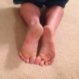 kneeling barefoot