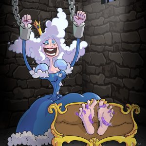 My queen! You are mine at last. My feathers love your feet. Your royal breasts are next. Then that dress will be lifted and your forbidden parts feath