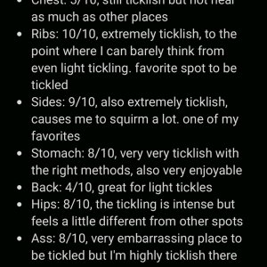 All my ticklish spots