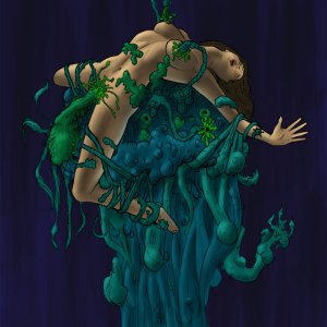 woman pleasured/trapped by tentacles