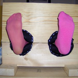 Pink stocking feet!