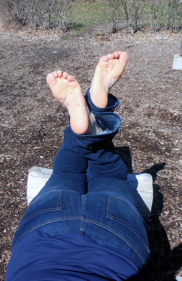 Bare feet getting their first taste of spring again!