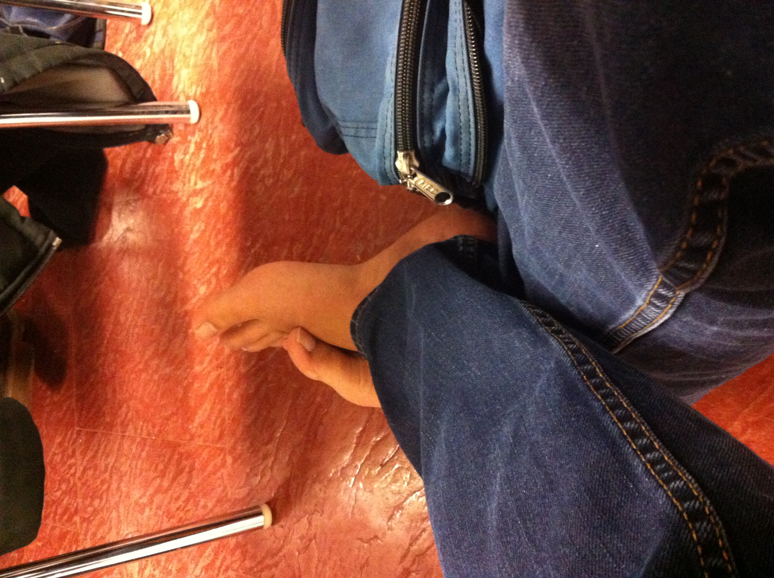 Barefoot in class.