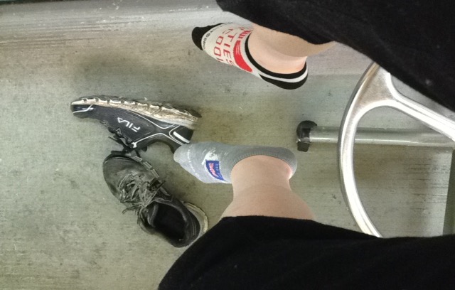 Break time means shoes come off!