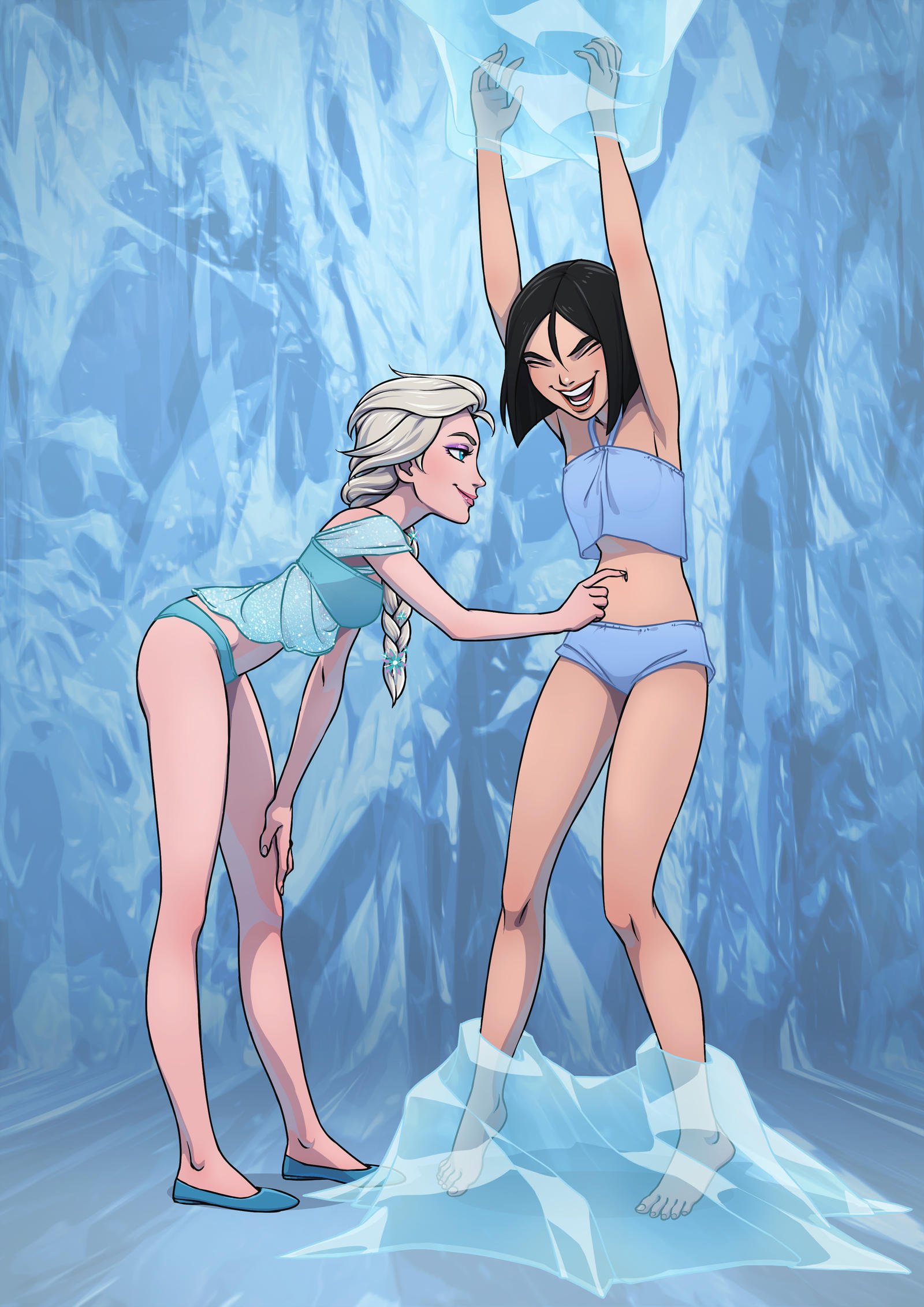 Elsa tickles Mulan