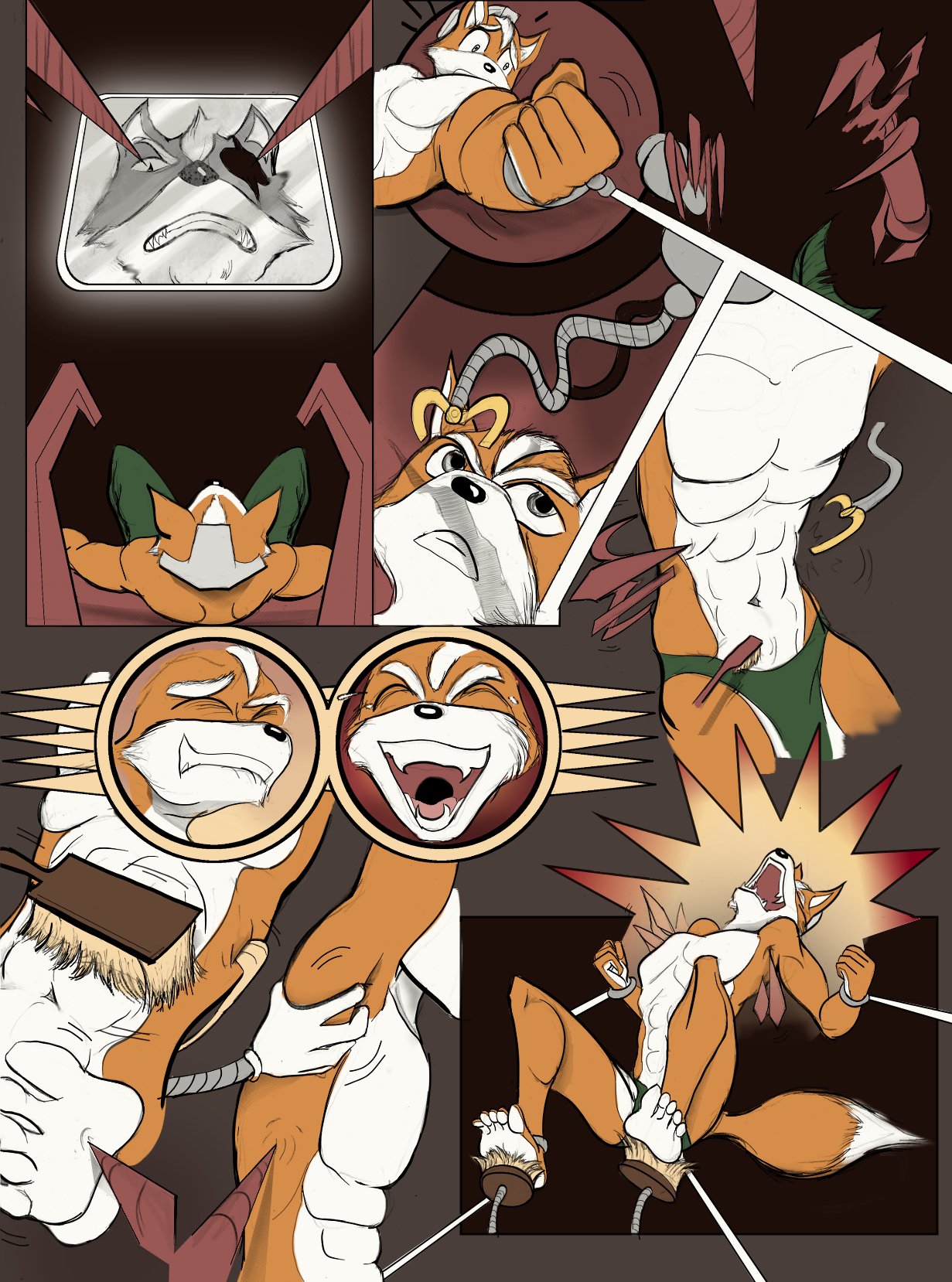 Fox McCloud and Wolf O'Donnell from Star Fox. For a guy on FA called ticklishfennec.