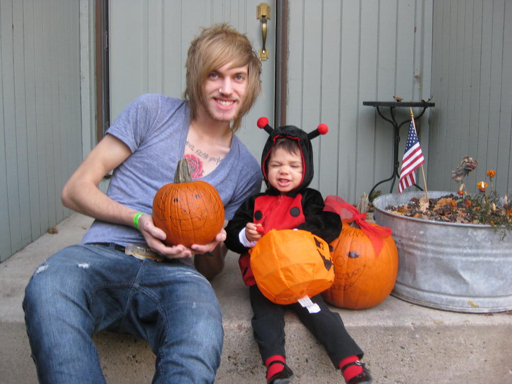 Halloween picture with my sister, shes stuck in the middle of saying cheese hahaha
