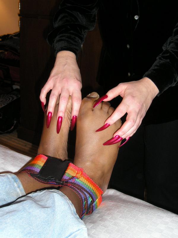 I can still feel the shivers up my spine...the tops of my feet are super-ticklish!  YIKES!