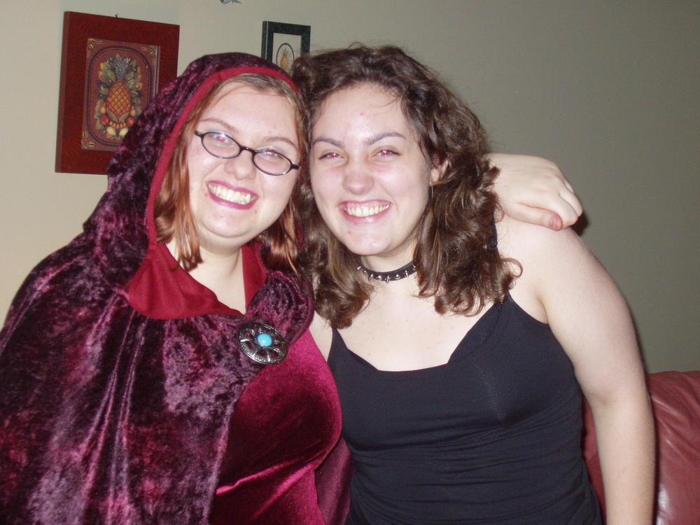 me and mah ex-gf/submissive, Becca, and By the Goddess was she fun. and no that is not a halloween costume.