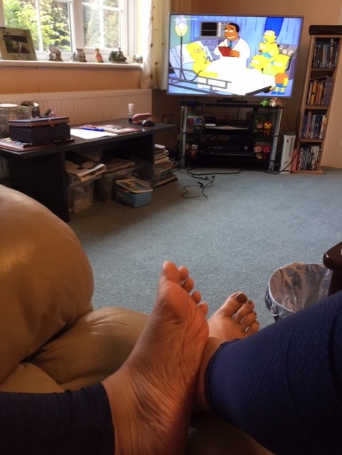 Moisturising feet and watching Simpsons. #QuarantineLife