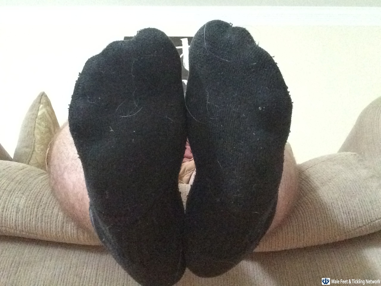 My socked feet.