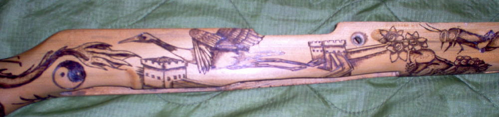 Right Side - Chinese SKS - Yin/Yang - Great Wall - Crane - Narcissus Flowers

On this SKS, the man who commissioned me to do it said to load it up wit