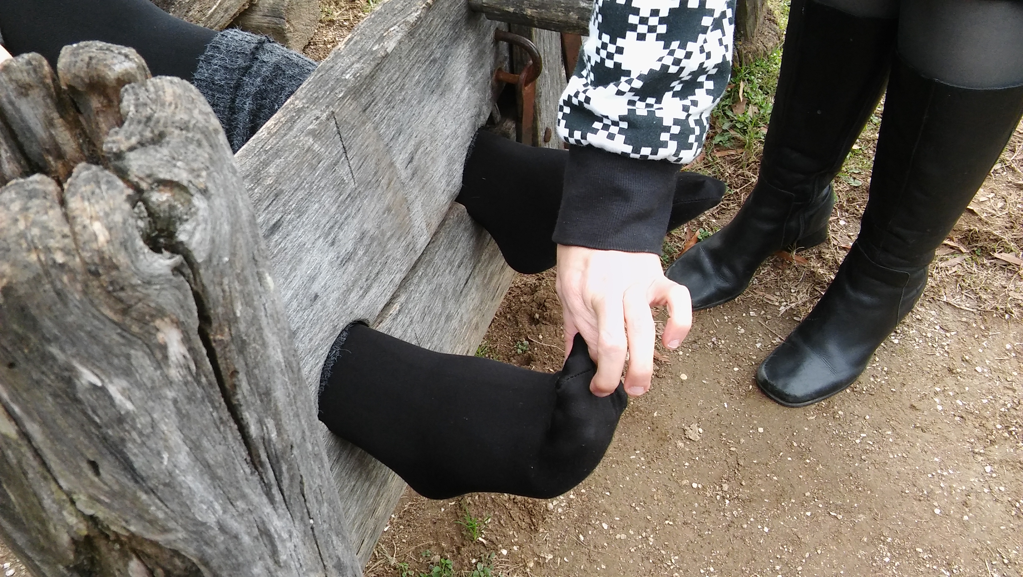 Toes tickling in the stocks