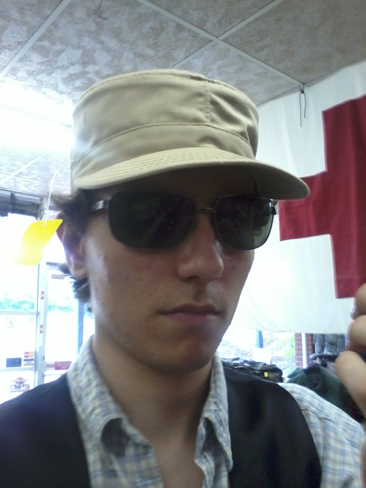 Trying on hat for Cabaret. I played a Nazi.