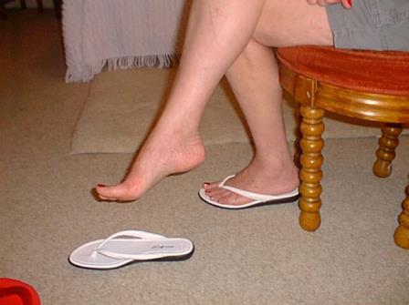 When I am sitting with my legs crossed, this is usually how I end up, the one shoe diva.