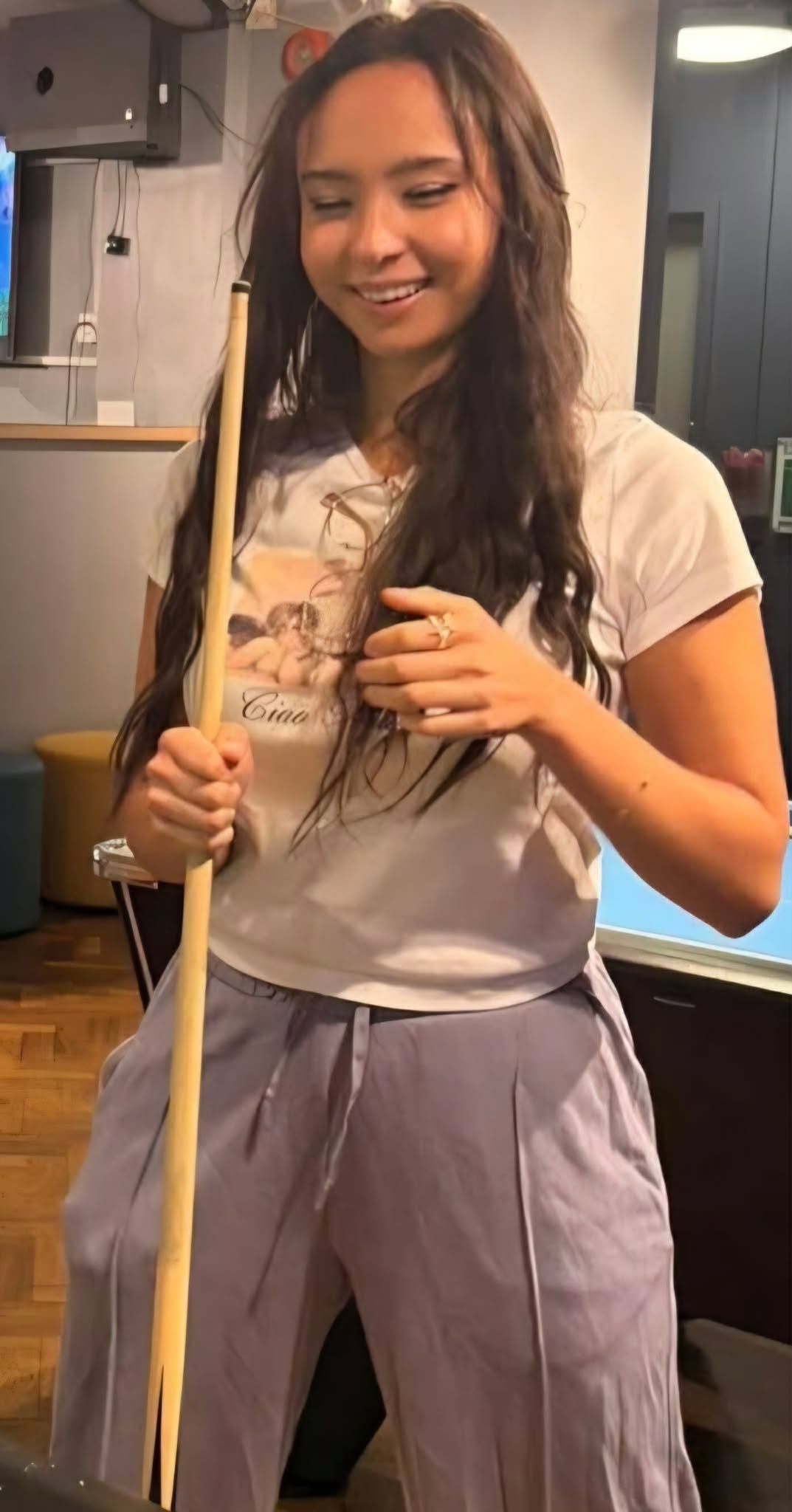 Wielding the cue with deadly efficiency ;p